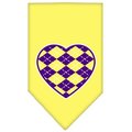 Unconditional Love Argyle Heart Purple Screen Print Bandana Yellow Small UN786102